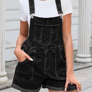 Jeans Overalls Shorts Romper with Pockets